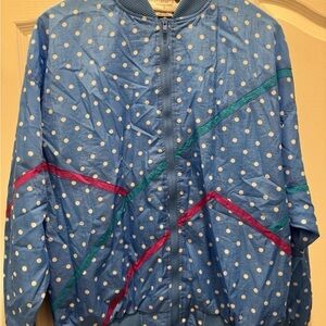 Blue Polka Dot Jacket with Pink and Green Accents 90s Y2K Saved by the Bell
